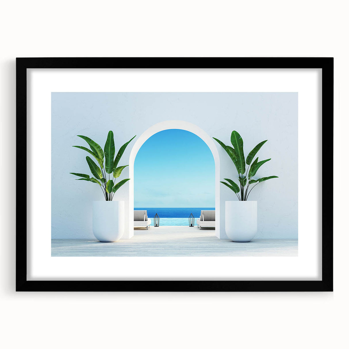 Extra large abstract art print of a colorful European landscape, textured in a black frame, ideal for living room decor.