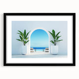 Extra large abstract art print of a colorful European landscape, textured in a black frame, ideal for living room decor.