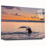 Large abstract wall art depicting a serene Greenland landscape in soft green and blue tones, acrylic glass print.