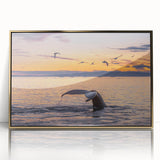 Art deco poster of Greenland scenery in acrylic frame with gold accents, ideal for modern nursery wall decor.