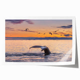 Greenland scenic landscape on rolled canvas, featuring vibrant green and blue tones, suitable for dining room wall art.