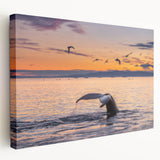 Greenland landscape on large stretched canvas, featuring green and white tones, ideal for kitchen wall art.