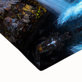 Large art of an Icelandic landscape in black and white on stretched canvas, suitable for bedroom wall decor.