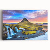 Black and white photo of Icelandic landscape on stretched canvas, ideal for kitchen wall art or bedroom ambiance.