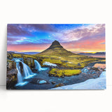 Black and white photograph of an Icelandic landscape on stretched canvas, ideal for kitchen wall art.