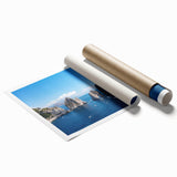 Extra large rolled print featuring a scenic view of Capri, Italy with vibrant floral foreground.