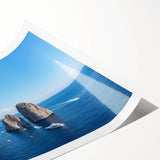 Extra large rolled print of line art flowers in Capri, Italy, using soft pastel shades, ideal for large living room wall art.