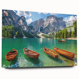 Acrylic print of the Dolomites in Italy, featuring a realistic landscape in muted earth tones.