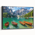 Black and white framed canvas of the Dolomites in Italy, ideal for bedroom wall decor.