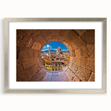 Extra large framed wall art of abstract Florence scenery in textured silver, ideal for living room decor.