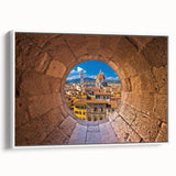 Framed canvas vintage poster art of Florence scenery in vibrant colors, ideal for living room decor.
