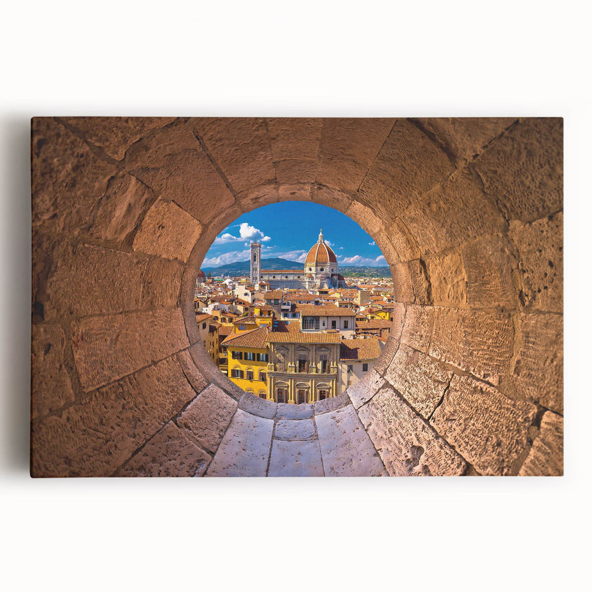 Black and white stretched canvas of Florence scenery, ideal for kitchen wall art or bedroom ambiance.