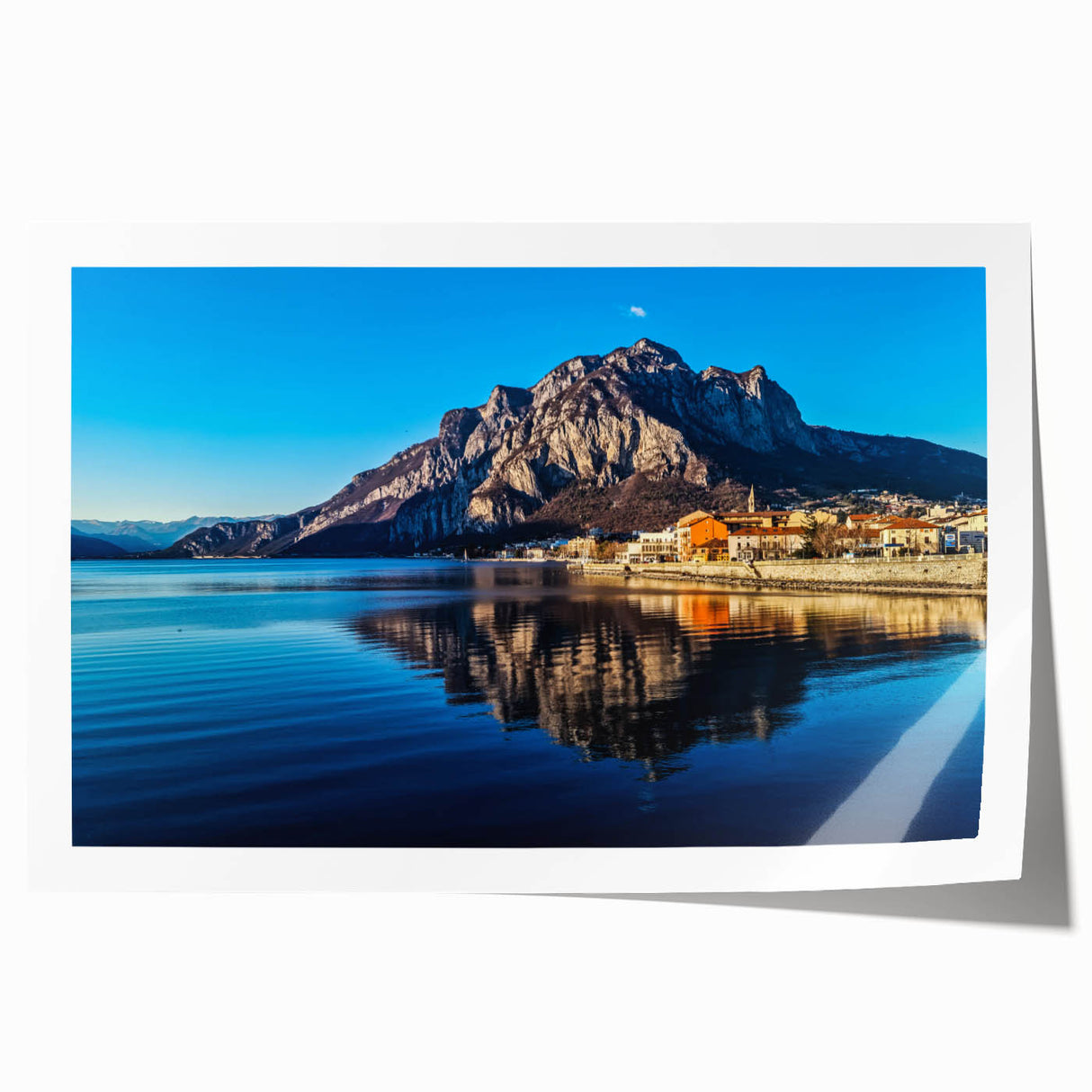 Extra large rolled print of Lake Como with vibrant green and blue tones, ideal for art wall dining room.