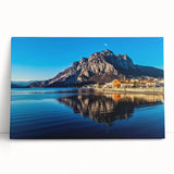 Black and white stretched canvas of Lake Como, ideal for kitchen wall art.