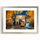 Extra large wall art featuring an abstract textured depiction of Milan in muted earth tones, framed in silver.