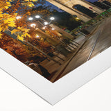 Art deco poster of Milan scenery in muted earth tones on rolled canvas, suitable for dining room wall art.