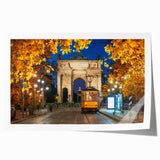 Rolled print of Milan scenery with floral accents in soft pastel hues, ideal for art wall dining room.