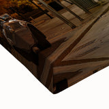 Large art depicting a black and white Milan landscape painting on stretched canvas, suitable for bedroom wall decor.