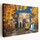 Large stretched canvas of Milan scenery in muted earth tones, suitable for kitchen wall art.