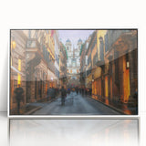 Mid-century modernist art depicting Rome's scenery in muted earth tones on a framed acrylic, suitable for nursery wall decor.