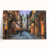 Black and white stretched canvas of Rome's architecture, ideal for kitchen wall art.