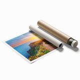 Extra large rolled print depicting a scenic Sicilian landscape.
