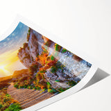 Extra large rolled print featuring line art flowers in muted earth tones, ideal for large living room wall art.