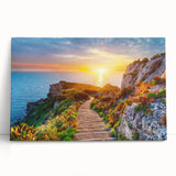 Black and white photograph of Sicilian landscape on large stretched canvas, ideal for kitchen wall art.