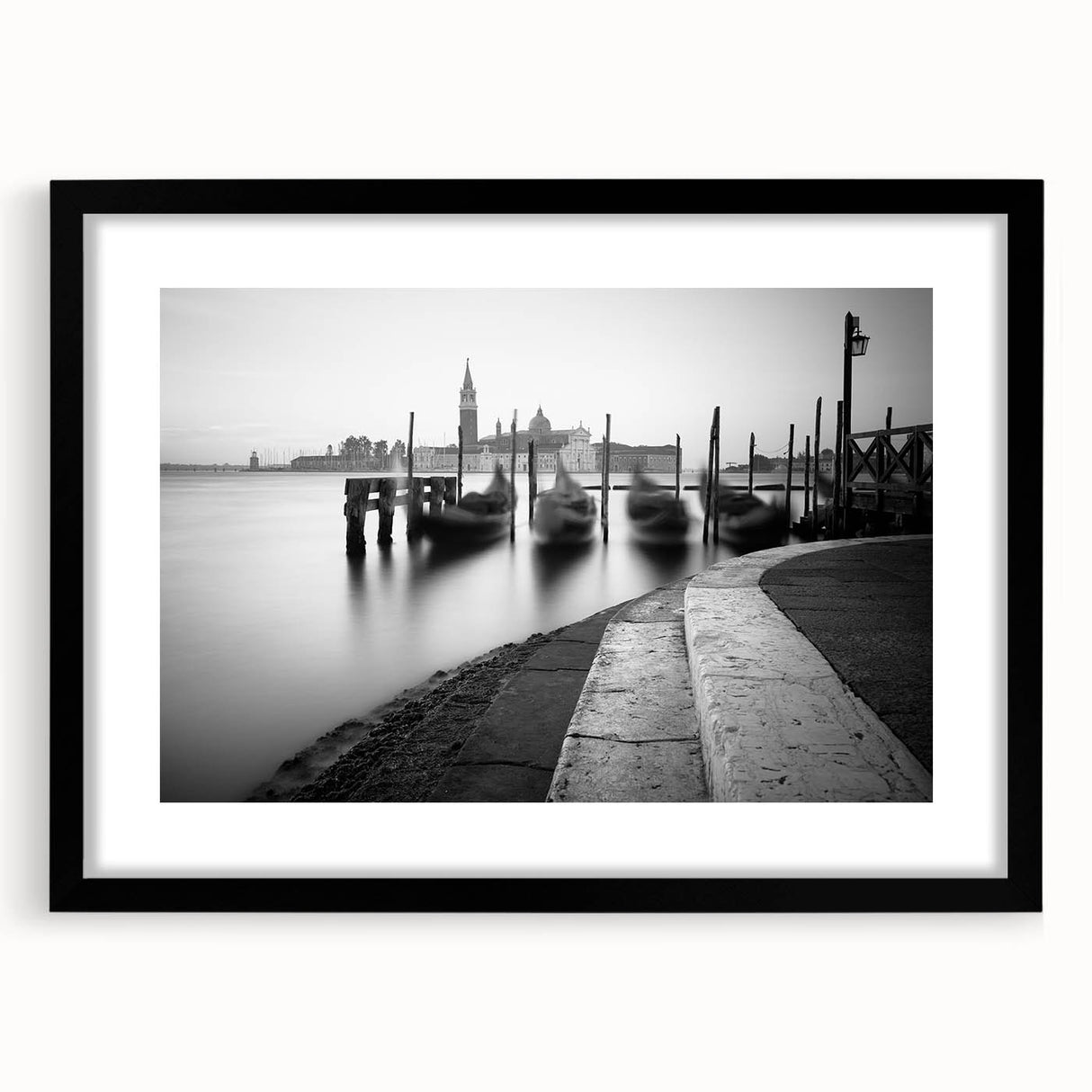 Abstract art print of Venice with colorful, textured brush strokes on a large framed canvas, ideal for living room decor.