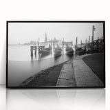 Large abstract wall art of Venice scenery in black acrylic frame, ideal for modern living room decor.