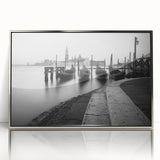 Framed acrylic print of Venice scenery in muted earth tones, ideal for modern art wall decor.