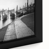 Black framed canvas featuring a textured Venice scenery in vibrant colors, ideal for living room decor.