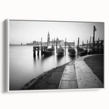 Vintage poster art of Venice scenery in vibrant colors on framed canvas, ideal for living room decor.