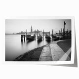 Venice scenery on rolled print, featuring muted blue and green tones, ideal for art wall dining room.