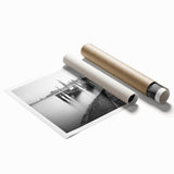 Venetian canal scene in muted earth tones on a large rolled canvas, suitable for classy bathroom wall art.