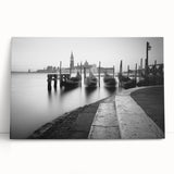 Black and white stretched canvas of Venice scenery, ideal for kitchen wall art.
