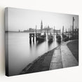 Venice canal scene in muted blue and green tones on stretched canvas, suitable for kitchen wall art.