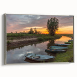 Landscape art painting of a European scene in Latvia on a framed canvas.