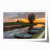 Rolled print of a European scenery with floral elements in soft earth tones, ideal for art wall dining room.