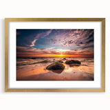 Abstract art print of a European scenery in Lithuania, featuring muted earth tones on a framed gold canvas.