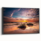 Black and white framed canvas of a vintage Lithuanian landscape, ideal for bedroom wall art.