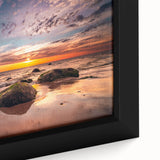 Extra large framed canvas of a textured, colorful Lithuanian landscape, ideal for living room decor.