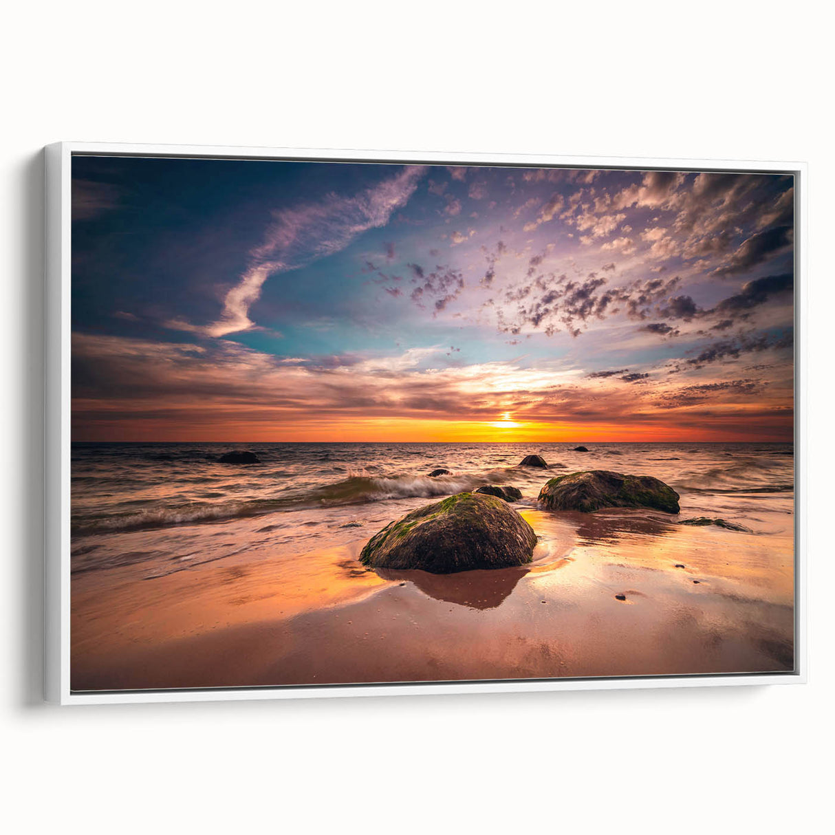 Vintage poster art of a scenic European landscape in Lithuania on a framed canvas.