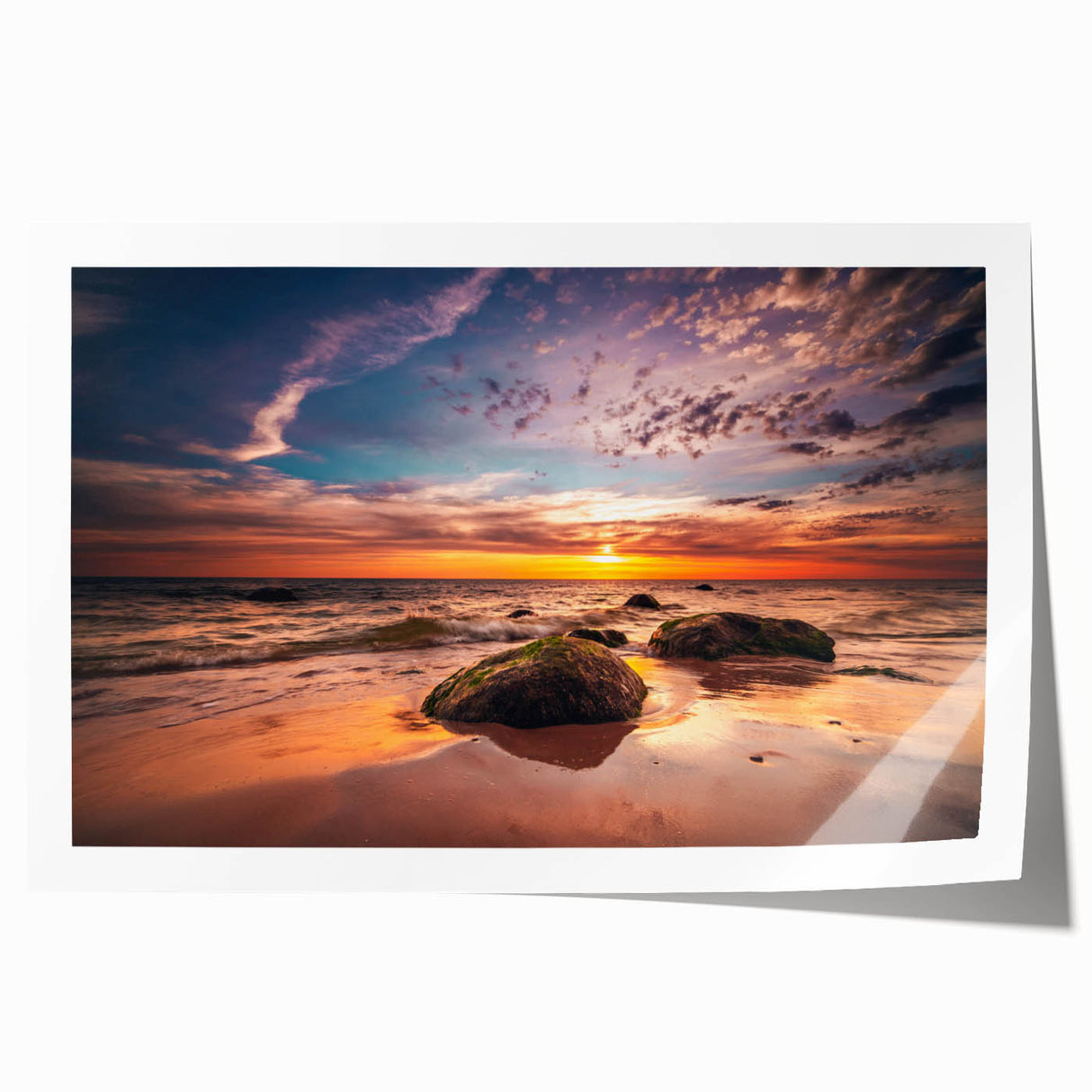 Extra large rolled print featuring a scenic Lithuanian landscape with vibrant green hues, ideal for art wall dining room.