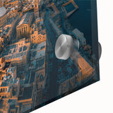 Large abstract wall art depicting a European Malta scenery in muted colors on acrylic glass.