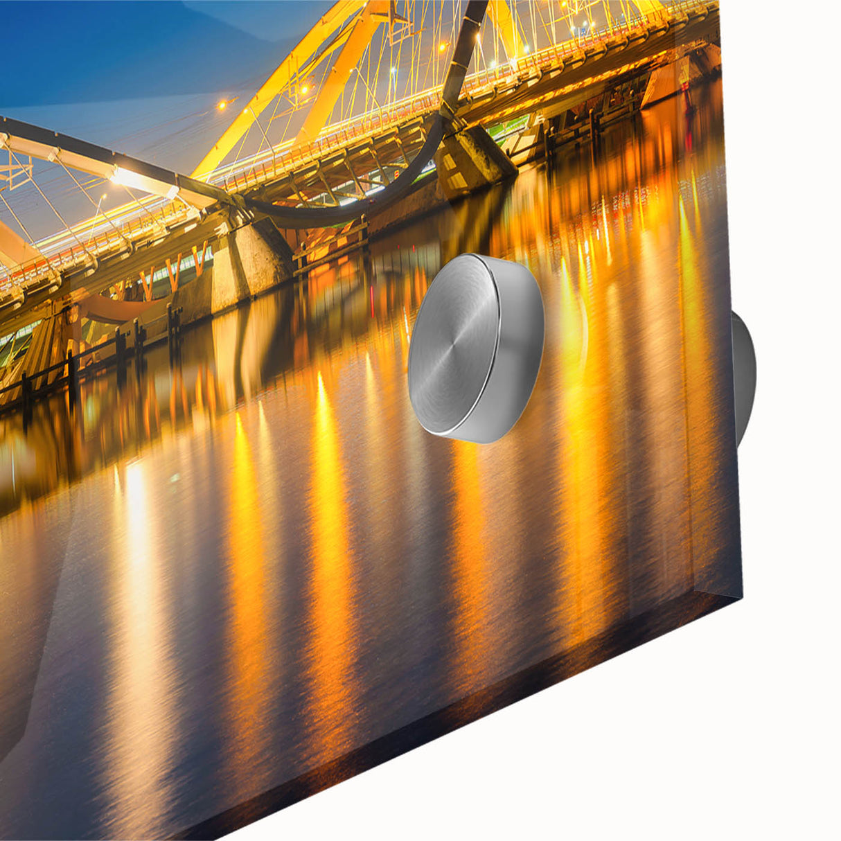 Acrylic print of a large abstract depiction of Amsterdam in mid-century modernist style, ideal for dining room art.