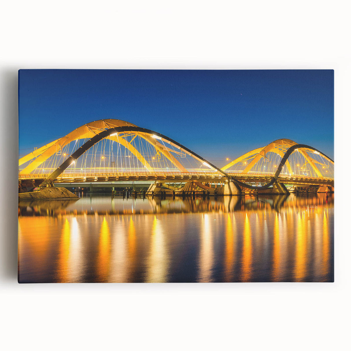Black and white stretched canvas of Amsterdam scenery, ideal for kitchen wall art or bedroom ambiance.