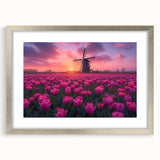 Extra large abstract art print of European scenery in muted earth tones, framed in silver, ideal for living room decor.