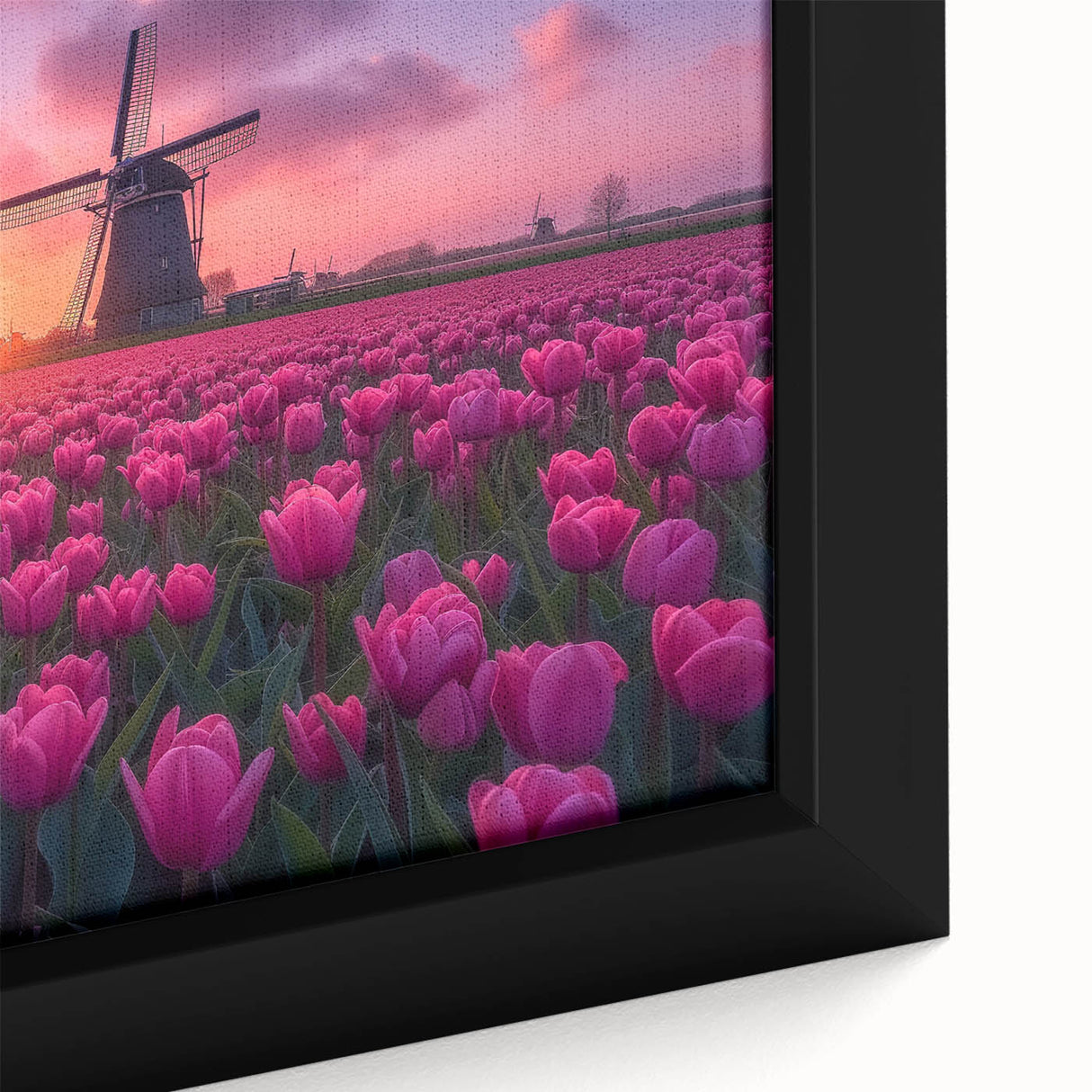 Extra large black wall art depicting a textured European scenery on a framed canvas, ideal for living room decor.
