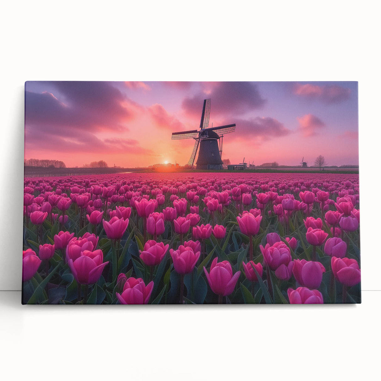 Black and white stretched canvas featuring a large Dutch canal scene, ideal for kitchen wall art.